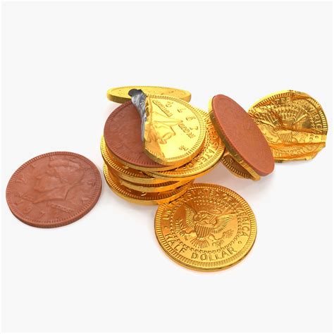 Milk Chocolate Half Dollar Golden Coins 3d Model 39 Max 3ds Blend