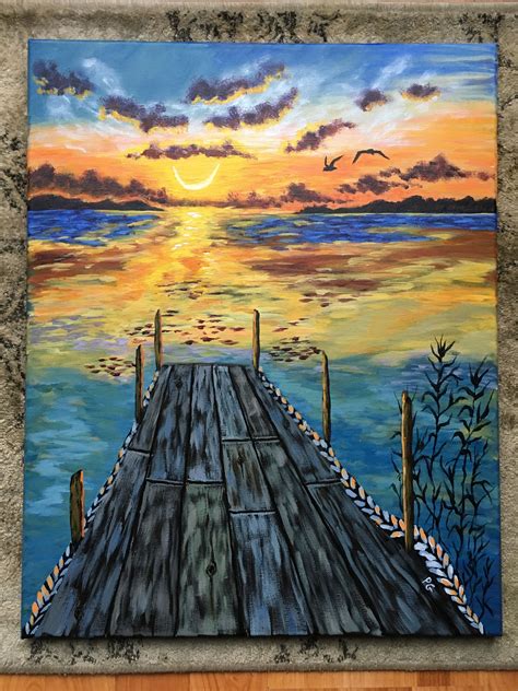 Sunset Dock Following A Video By Theartsherpa Cinnamon Cooney The