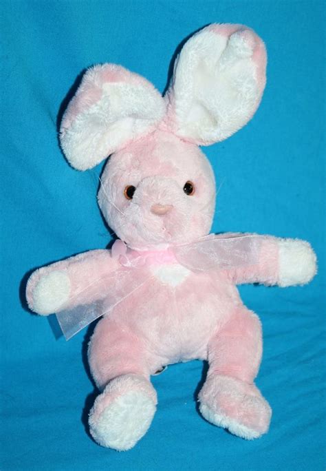 Commonwealth Toys Plush Stuffed Easter Bunny Rabbit 12 Pink White Soft