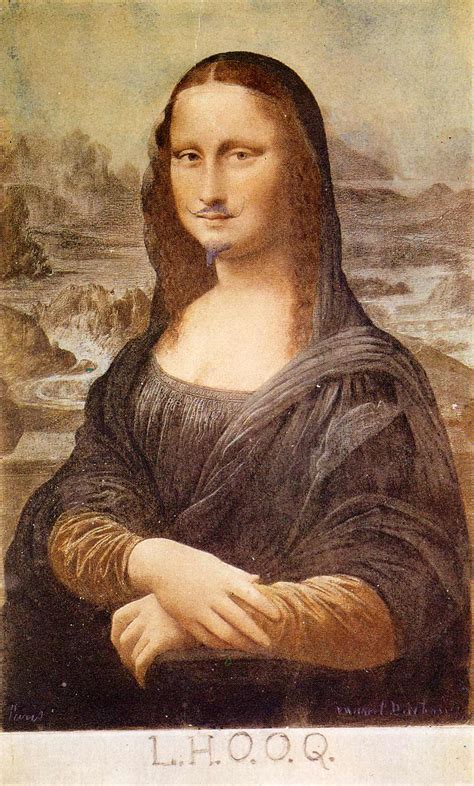 This particular work of art is by artist marcel duchamp, done in the year 1919 in france. L.H.O.O.Q, Mona Lisa with moustache - Marcel Duchamp ...