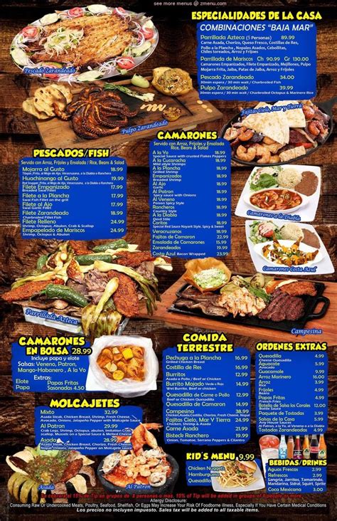 Online Menu Of Baja Mar Restaurant Riverside California 92503 Zmenu