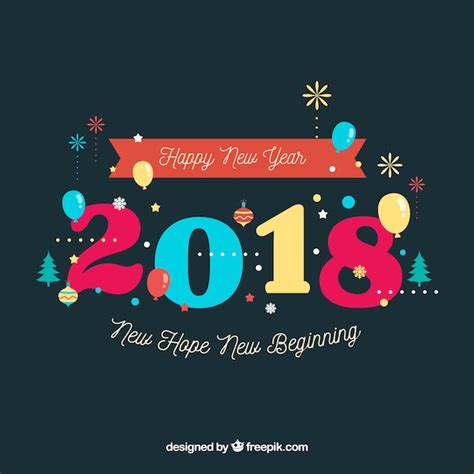 Free Vector Simple New Year Background With Colourful Digits