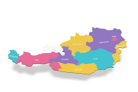 Austria Political Map Of Administrative Divisions Stock Illustration