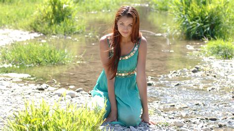 Download Photo X Janne Creek Nature Redhead Smile Dress Non Nude ID
