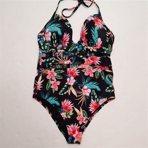 Shade And Shore Swim Shade Shore Tropical Flowers One Piece Swimsuit