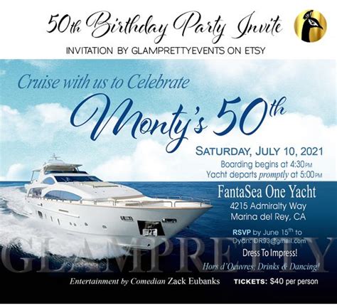 50th Birthday Yacht Party Invitation Rock The Yacht Party Etsy In