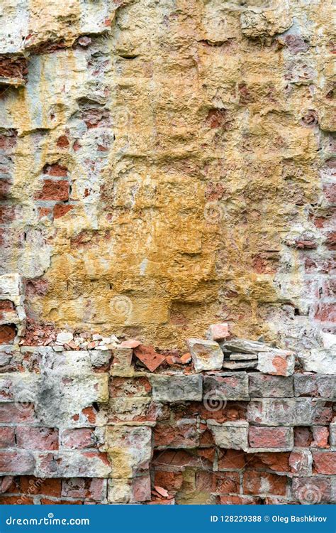 Old Severely Damaged Brick Wall Stock Photo Image Of Concrete