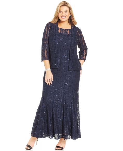 Alex Evenings Plus Size Sequin Lace Gown And Jacket In Blue Lyst