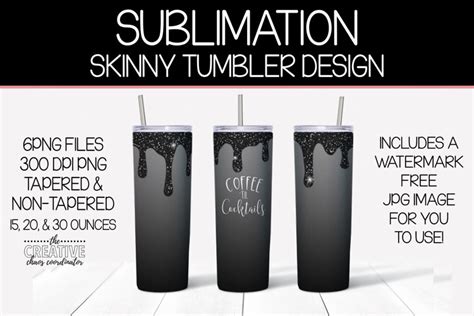 black glitter skinny tumbler sublimation template  illustrations design bundles