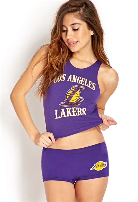 See more ideas about lakers outfit, la lakers, lakers. Lyst - Forever 21 Los Angeles Lakers Crop Top in Purple