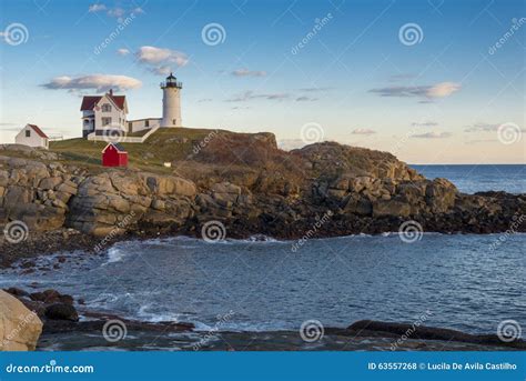 Autumn Sunset And Maine Lighthouse Stock Photo Image Of Peace Sunset