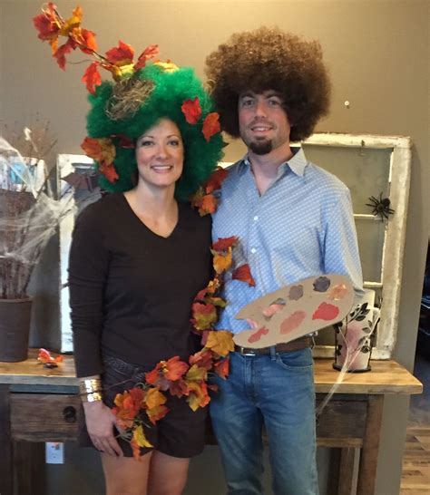 bob ross and a happy tree couple costume couples costumes bob ross halloween costumes