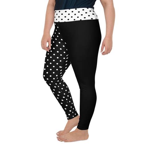 Plus Size Leggings With Black And White Polka Dots Polka Dot Etsy