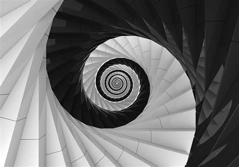 Black And White Spiral 3d Mural Wallpaper Tenstickers