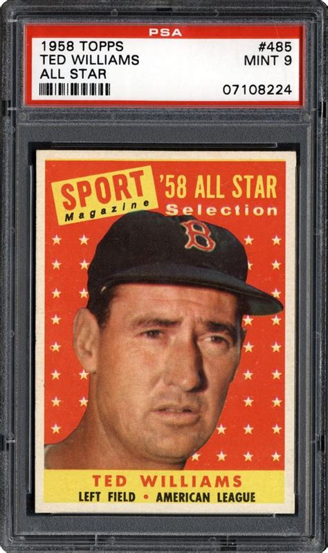 Ted williams baseball card set. 1958 Topps Ted Williams (All Star) | PSA CardFacts™
