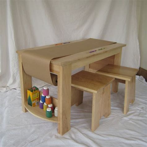 Solid Wood Childrens Craft Table And 2 Stool Set Kids Table And Chairs
