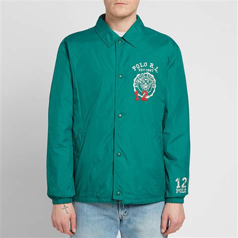 Ralph lauren polo mens big pony baseball varsity jacket coat stripe green large. Polo Ralph Lauren Varsity Coach Jacket Vermont Green | END.