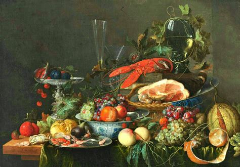 Jan Davidsz De Heem Still Life With Ham And Fruit 1656 Vintage Etsy