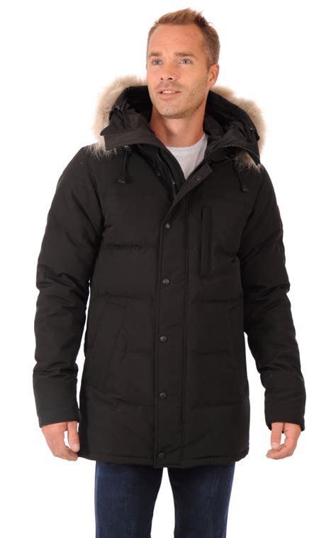 Hommes matelassé veste fausse fourrure manteau capuche parka extérieur chauffe. Parka Carson Black Homme Canada Goose - La Canadienne ...