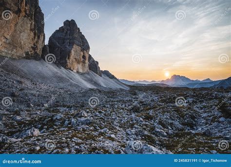 Summer Sunset At The Tre Cime Di Lavaredo In The Sexten Dolomites