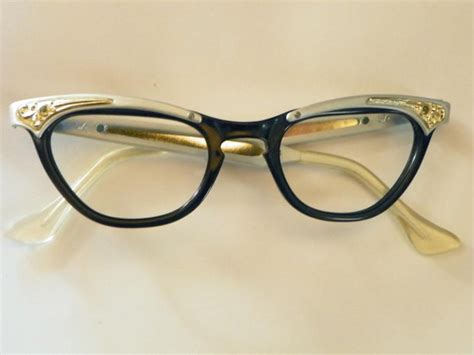 Items Similar To Vintage Black Silver And Gold Fancy Eyeglasses On Etsy