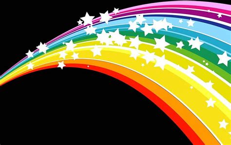 Rainbow Stars On Black Rainbow White Stars Hd Wallpaper Peakpx