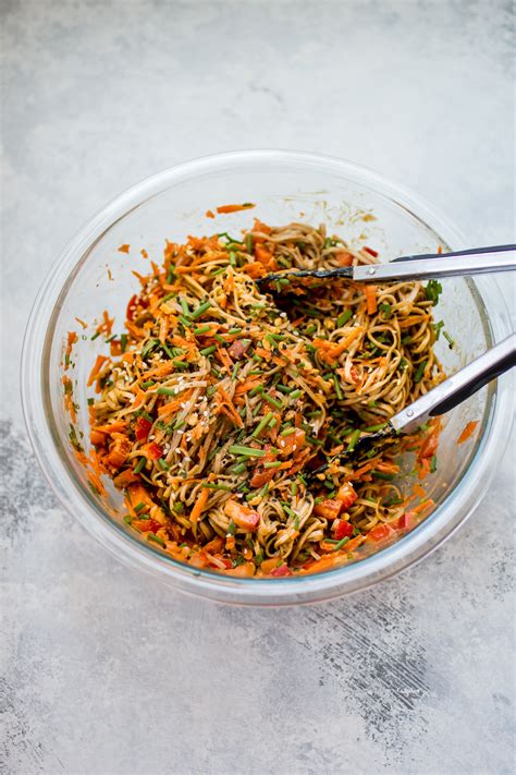 Cold Soba Noodle Salad With A Spicy Peanut Sauce Salt And Lavender