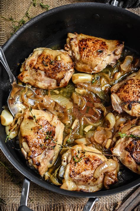Braised Chicken Thighs With Garlic And Onion Pardon Your French
