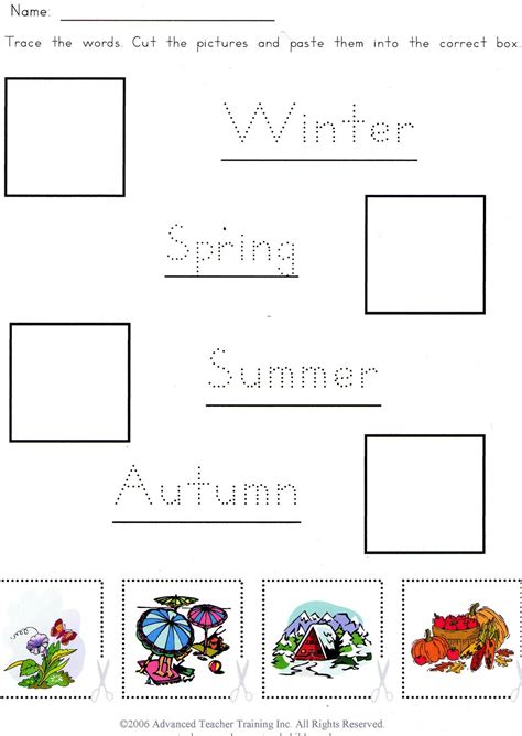 Worksheet On Seasons For Kindergarten