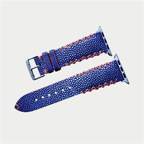 Blue Stingray Leather Watch Band Hanleather