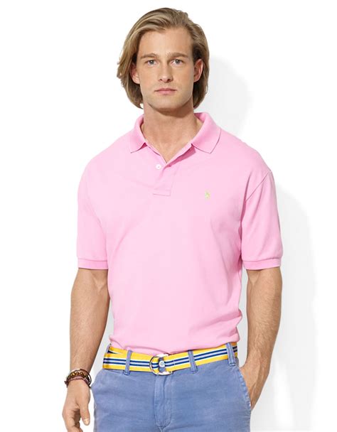 Polo Ralph Lauren Custom Fit Stretch Mesh Polo Shirt In Pink For Men Lyst