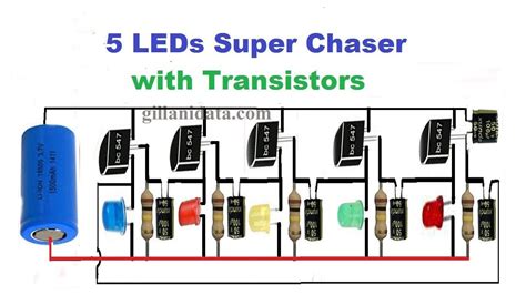 5 Leds Chaser Using Transistors Transistors Circuit Diagram
