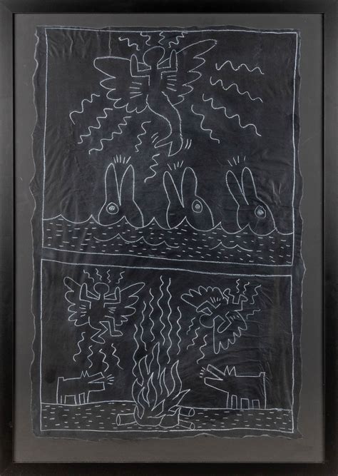 Keith Haring 1958 1990attr Untitled Subway Drawing W 78 X H