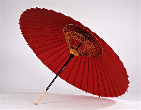 Traditional Habutae Wagasa Umbrella From Kyoto Red Unique Japan