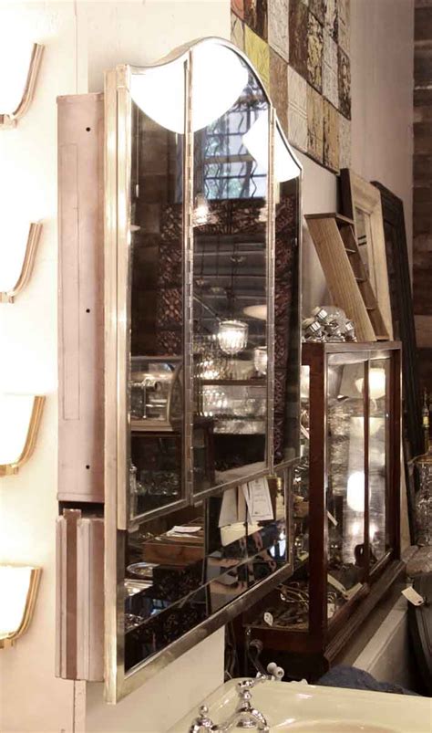 Want a larger mirror but would still like some storage option?? Salvaged Waldorf Art Deco Triple Mirror Medicine Cabinet ...