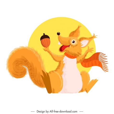 Squirrel Icon Cute Stylized Cartoon Character Colorful Classic Vectors