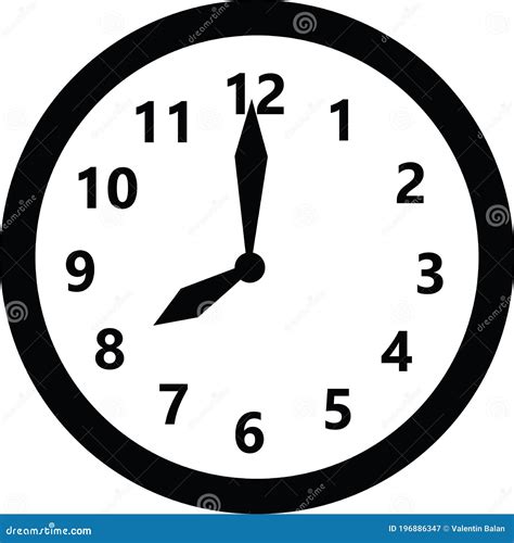 Round Clock Face Showing Eight O`clock Stock Vector Illustration Of