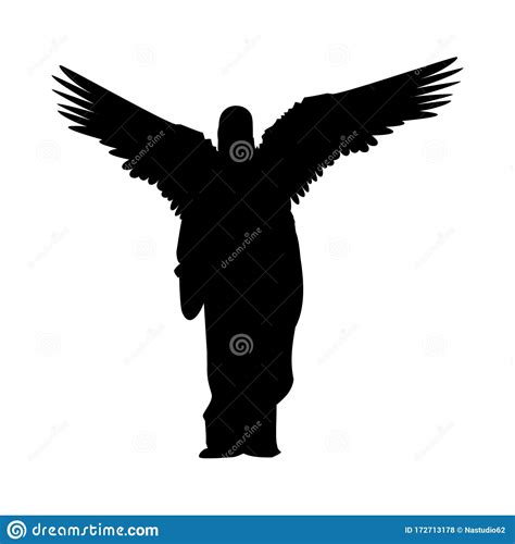 Angel Silhouettes With Wings And Look Like A Statue Stock Vector