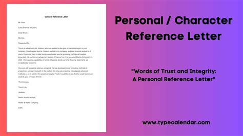Free Printable Personal Character Reference Letter Template Free