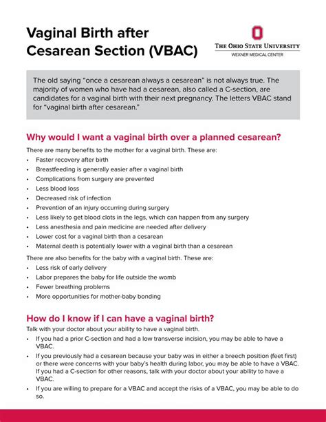 Pdf Vaginal Birth After Cesarean Section Vbac · Vaginal Birth After Cesarean