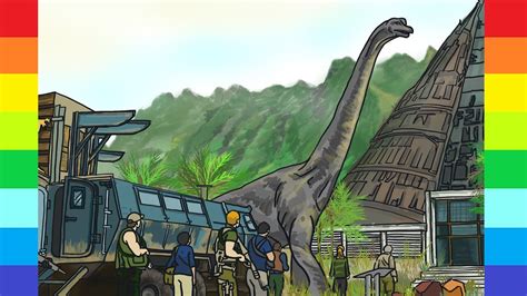 How To Draw Jurassic World Dinosaurs Brachiosaurus Color Pages Youtube