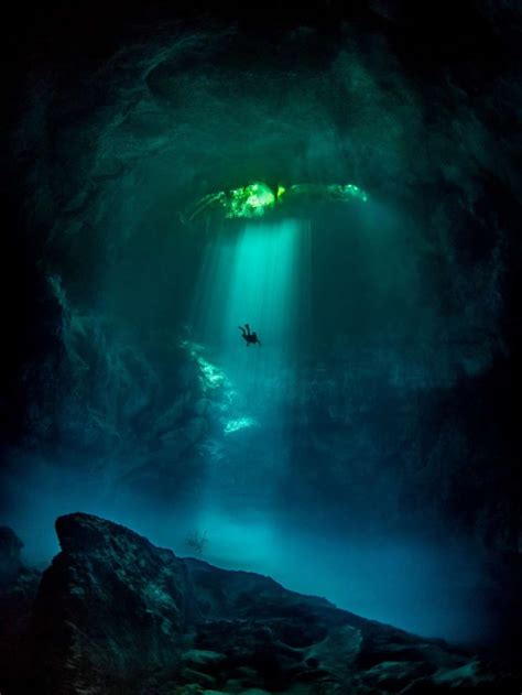 Beautiful Underwater Cavern Vista Taken Beneath A Jungle Sinkhole