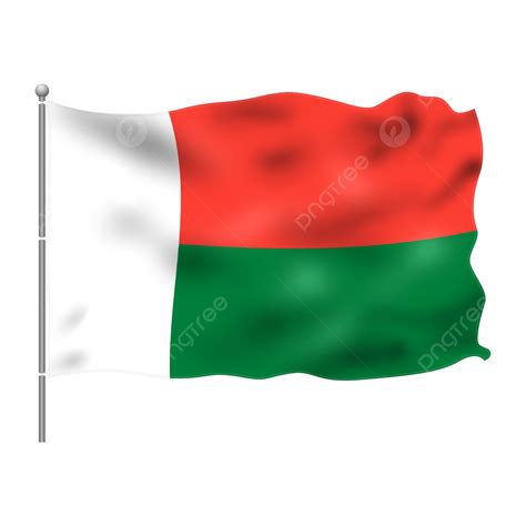 Madagascar Flag Flying On Pole Madgascar Flag Clipart Png