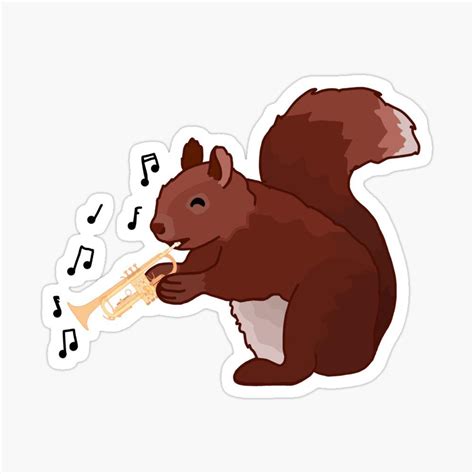 Squirrel Playing The Trumpet Sticker Rsquirrels