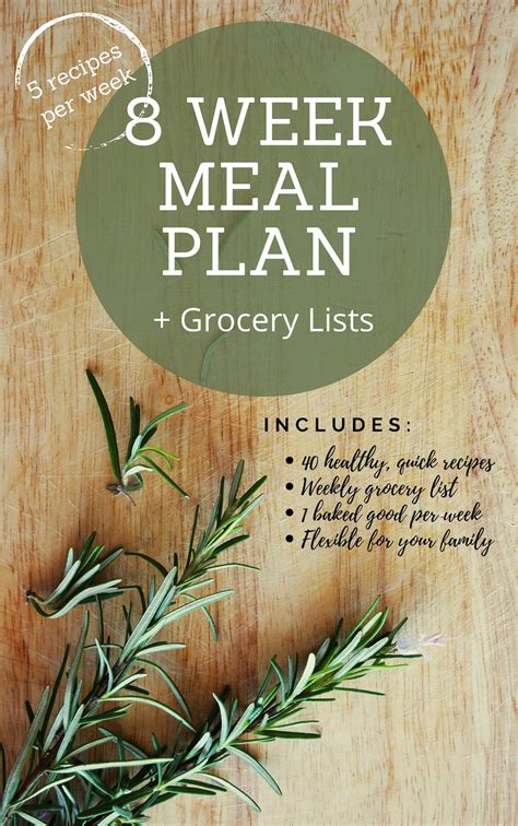8 Week Meal Plan Grocery List Option 2 Etsy