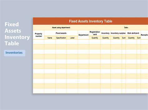 Excel Of Fixed Assets Inventory Tablexlsxxlsx Wps Free Templates