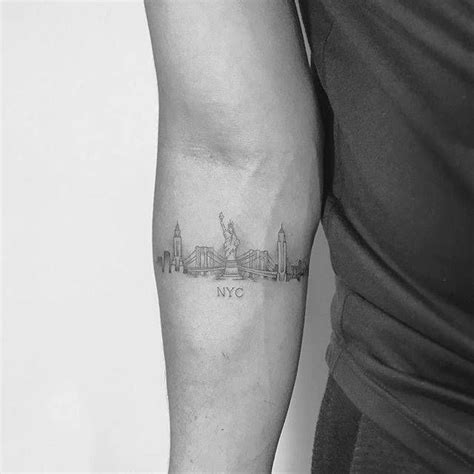 Take 50% off through august 16th with code tattlyturnsten www.tattly.com. New York skyline on the inner forearm. | New york tattoo ...