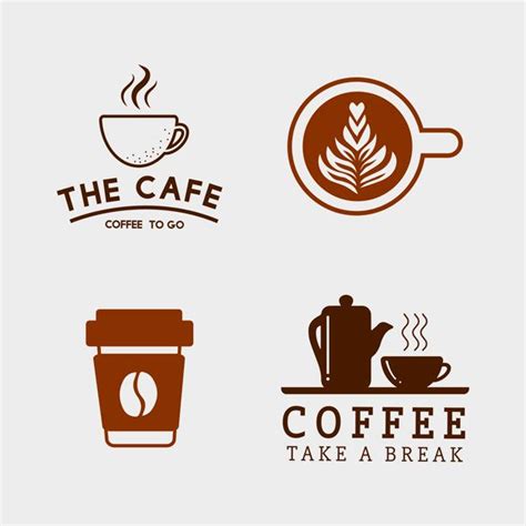 free vector set of coffee elements and coffee accessories coffee logo coffee shop logo