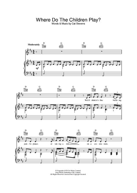 Buy Where Do The Children Play Sheet Music By Cat Stevens For Piano