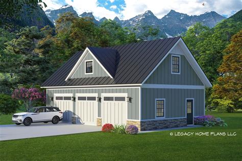 3 Car Garage With Center Gable And Walk Up Attic Storage 68936vr